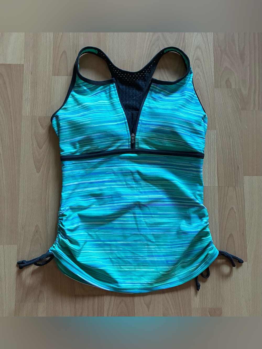 Free Country Tankini Swim Top Women Sz S Racerback Strappy Swimsuit Turquoise